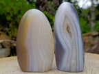 Polished Banded Agate Standing Free Forms x 3 From Madagascar - Toprock Gemstones and Minerals 
