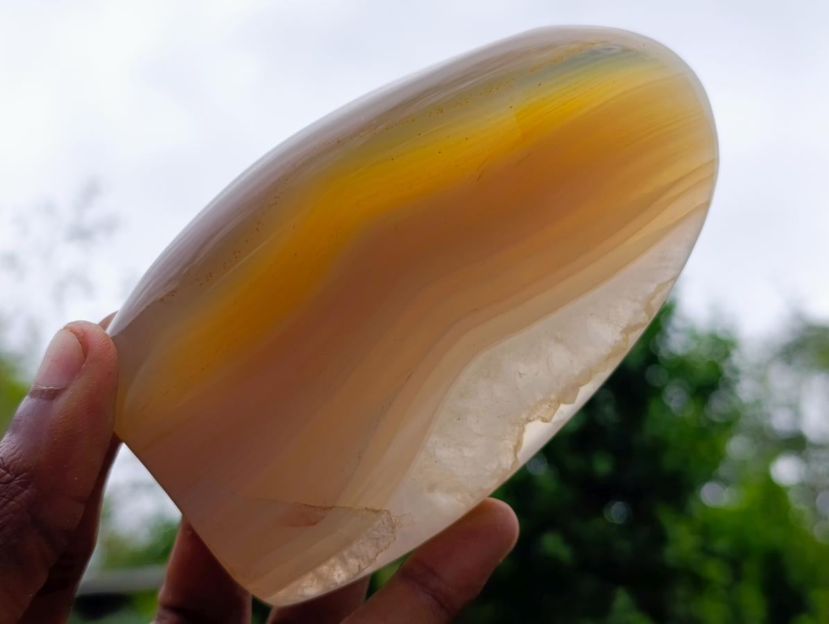 Polished Banded Agate Standing Free Forms x 3 From Madagascar - Toprock Gemstones and Minerals 