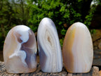 Polished Banded Agate Standing Free Forms x 3 From Madagascar - Toprock Gemstones and Minerals 