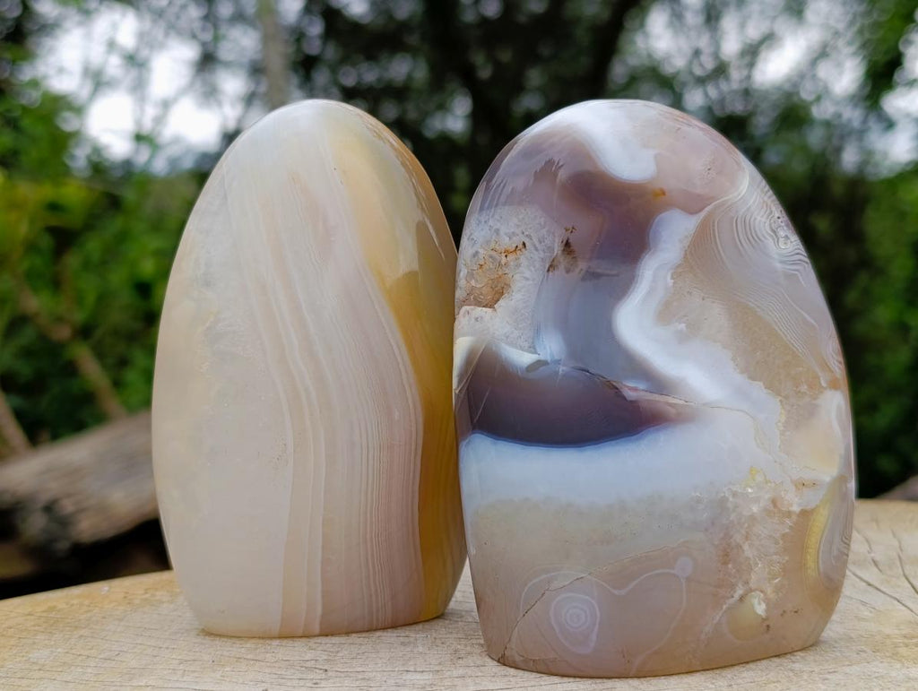 Polished Banded Agate Standing Free Forms x 3 From Madagascar - Toprock Gemstones and Minerals 