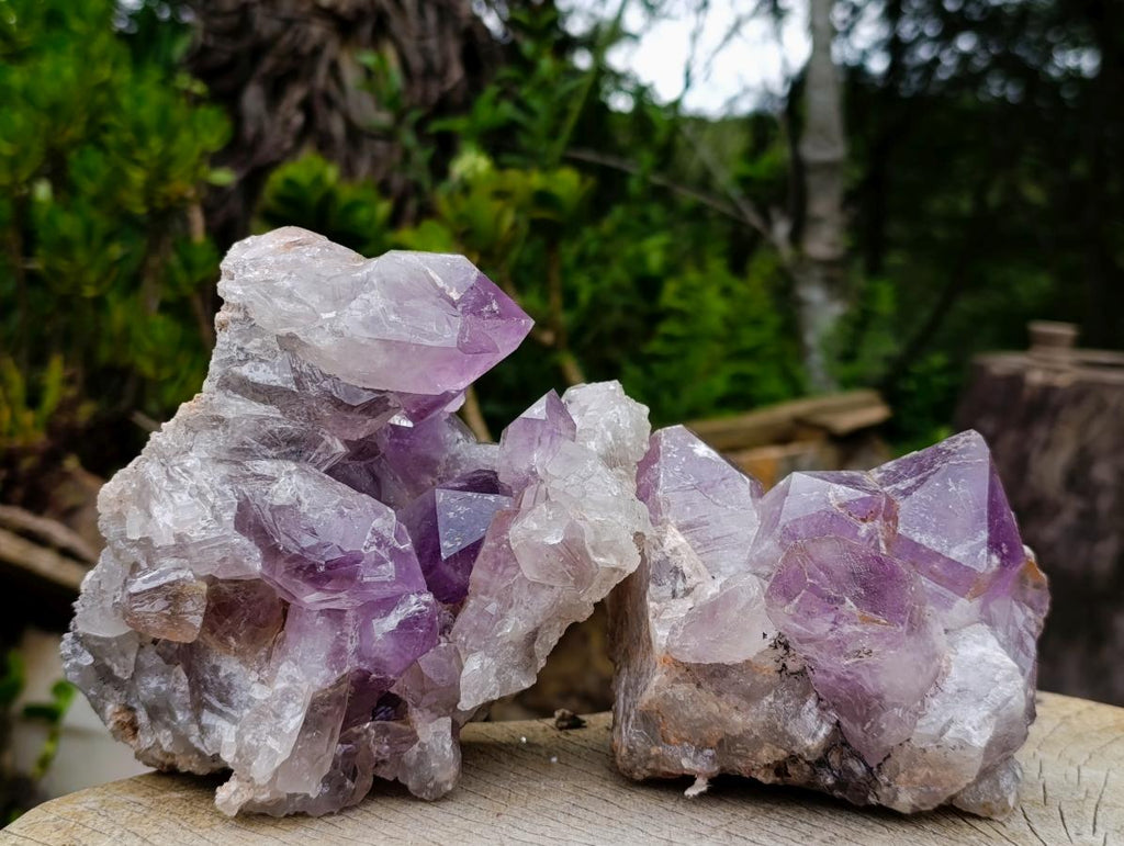 Natural Jacaranda Amethyst Crystal Clusters x 2 From Mumbwa, Zambia - Toprock Gemstones and Minerals 