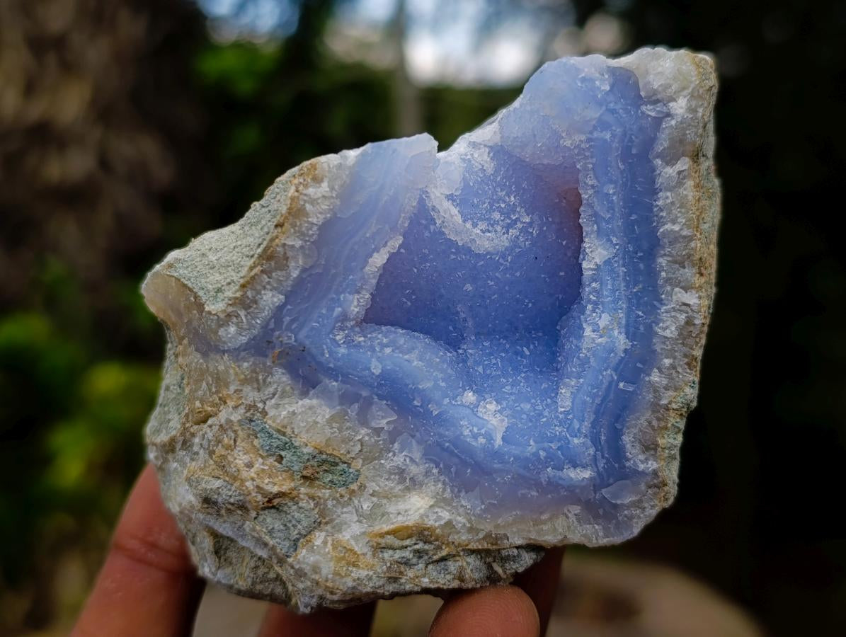 Natural Blue Lace Agate Geode Specimens x 12 From Nsanje, Malawi