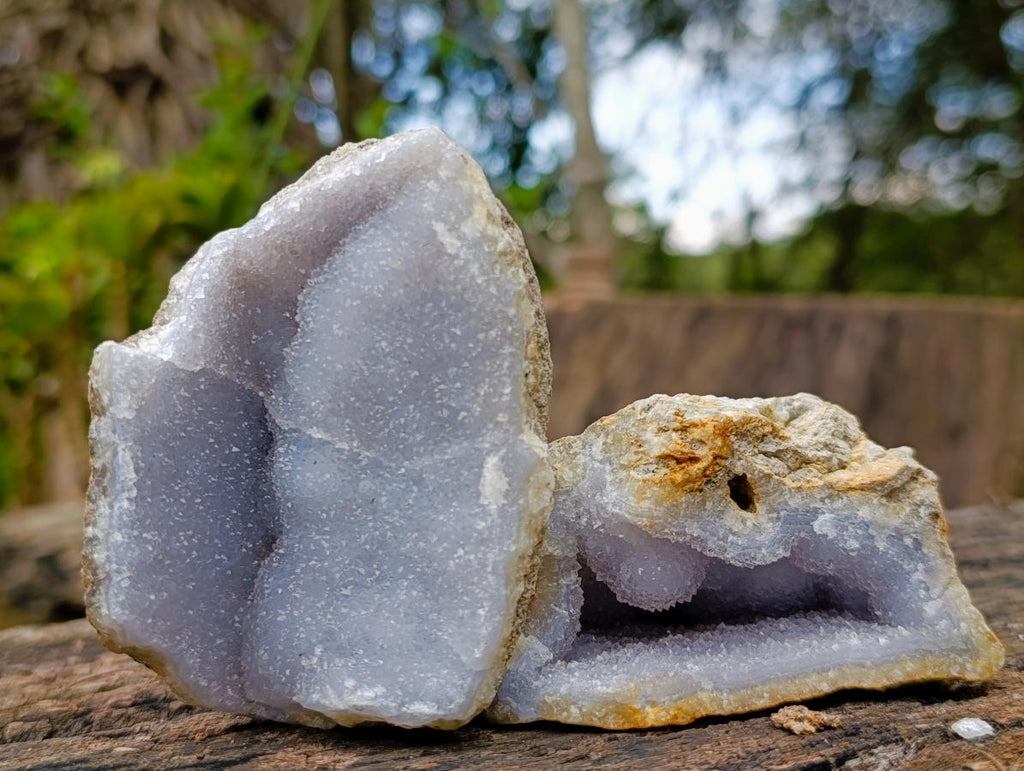 Natural Blue Lace Agate Geode Specimens x 12 From Nsanje, Malawi - Toprock Gemstones and Minerals 