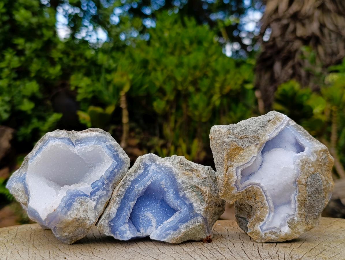Natural Blue Lace Agate Geode Specimens x 12 From Nsanje, Malawi - Toprock Gemstones and Minerals 