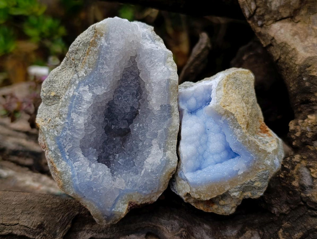Natural Blue Lace Agate Geode Specimens x 12 From Nsanje, Malawi - Toprock Gemstones and Minerals 