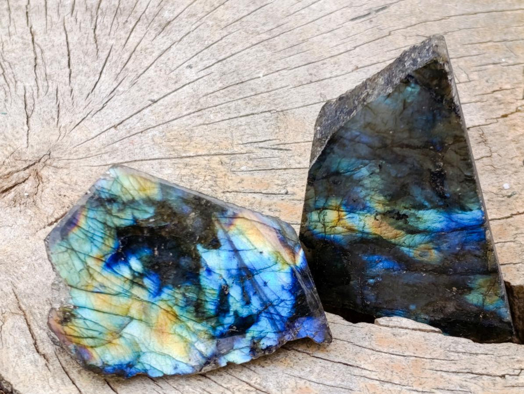 Polished On One Side Labradorite Slices x 24 From Madagascar - Toprock Gemstones and Minerals 