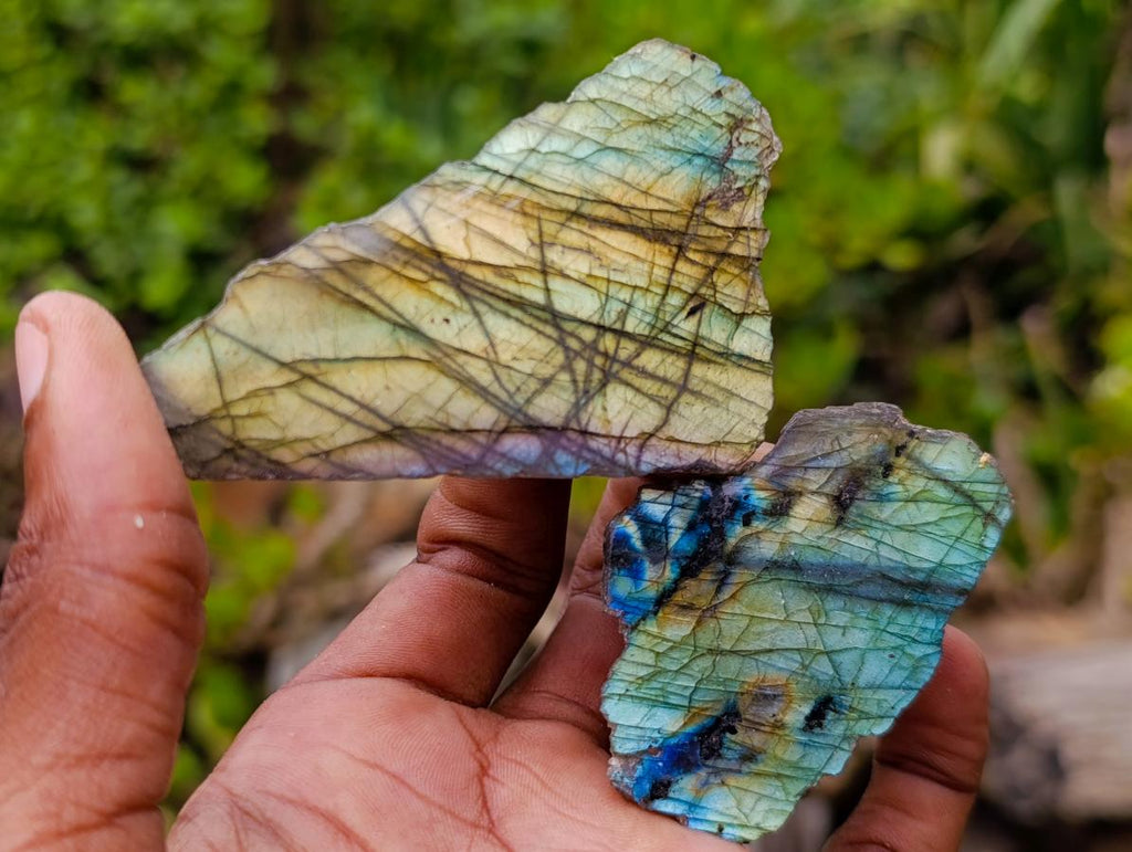 Polished On One Side Labradorite Slices x 24 From Madagascar - Toprock Gemstones and Minerals 