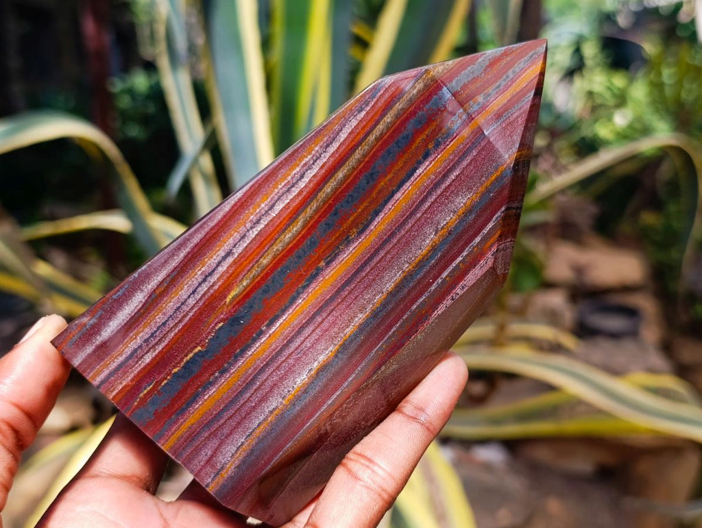 Polished Banded Tiger Iron Standing Display Crystals x 2 From South Africa - Toprock Gemstones and Minerals 