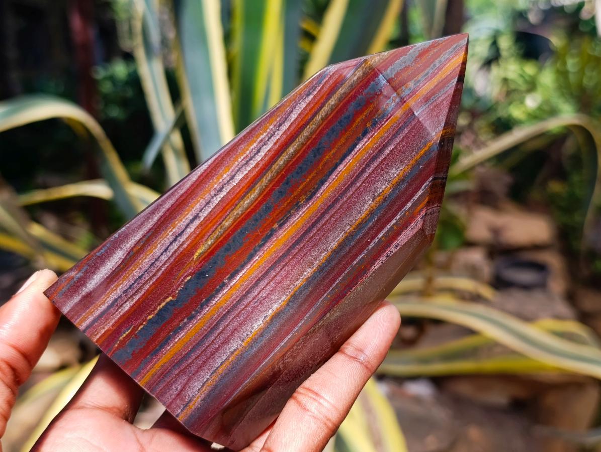 Polished Banded Tiger Iron Standing Display Crystals x 2 From South Africa - Toprock Gemstones and Minerals 
