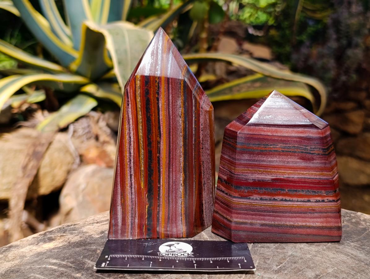 Polished Banded Tiger Iron Standing Display Crystals x 2 From South Africa - Toprock Gemstones and Minerals 