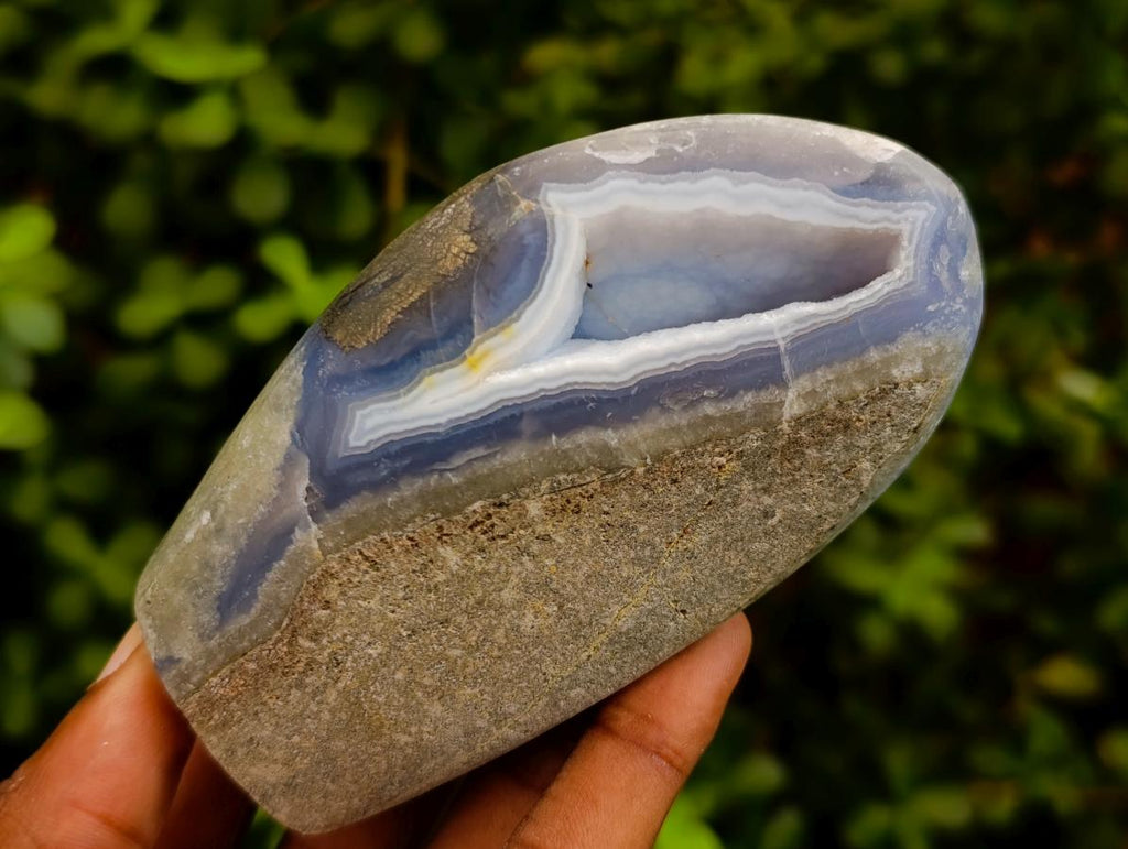Polished Blue Lace Agate Standing Display Pieces x 6 From Nsanje, Malawi - Toprock Gemstones and Minerals 