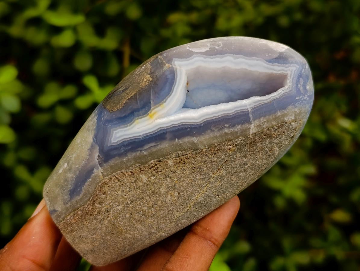 Polished Blue Lace Agate Standing Display Pieces x 6 From Nsanje, Malawi - Toprock Gemstones and Minerals 