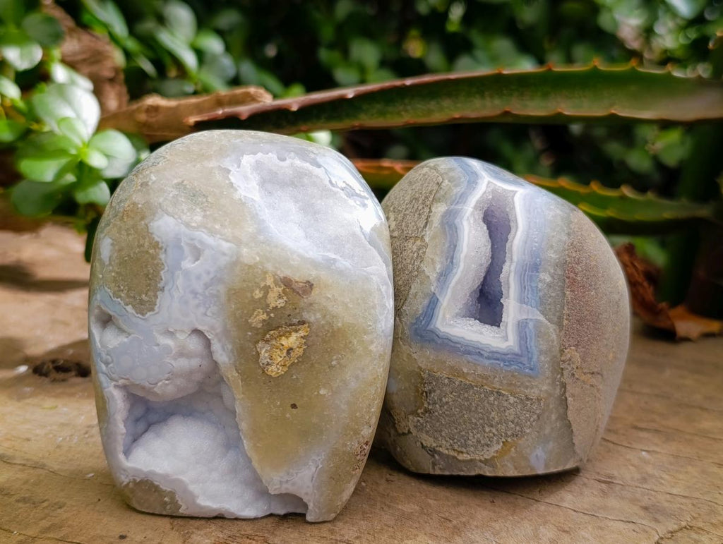 Polished Blue Lace Agate Standing Display Pieces x 6 From Nsanje, Malawi - Toprock Gemstones and Minerals 