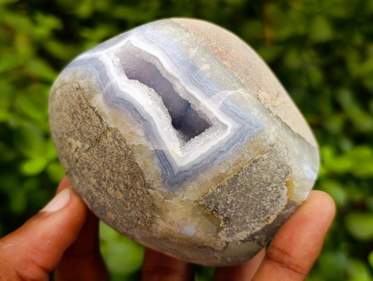 Polished Blue Lace Agate Standing Display Pieces x 6 From Nsanje, Malawi - Toprock Gemstones and Minerals 