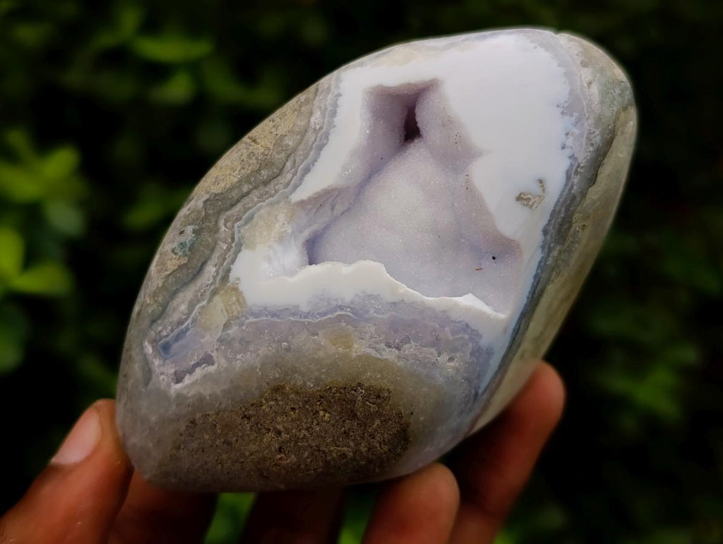 Polished Blue Lace Agate Standing Display Pieces x 6 From Nsanje, Malawi - Toprock Gemstones and Minerals 