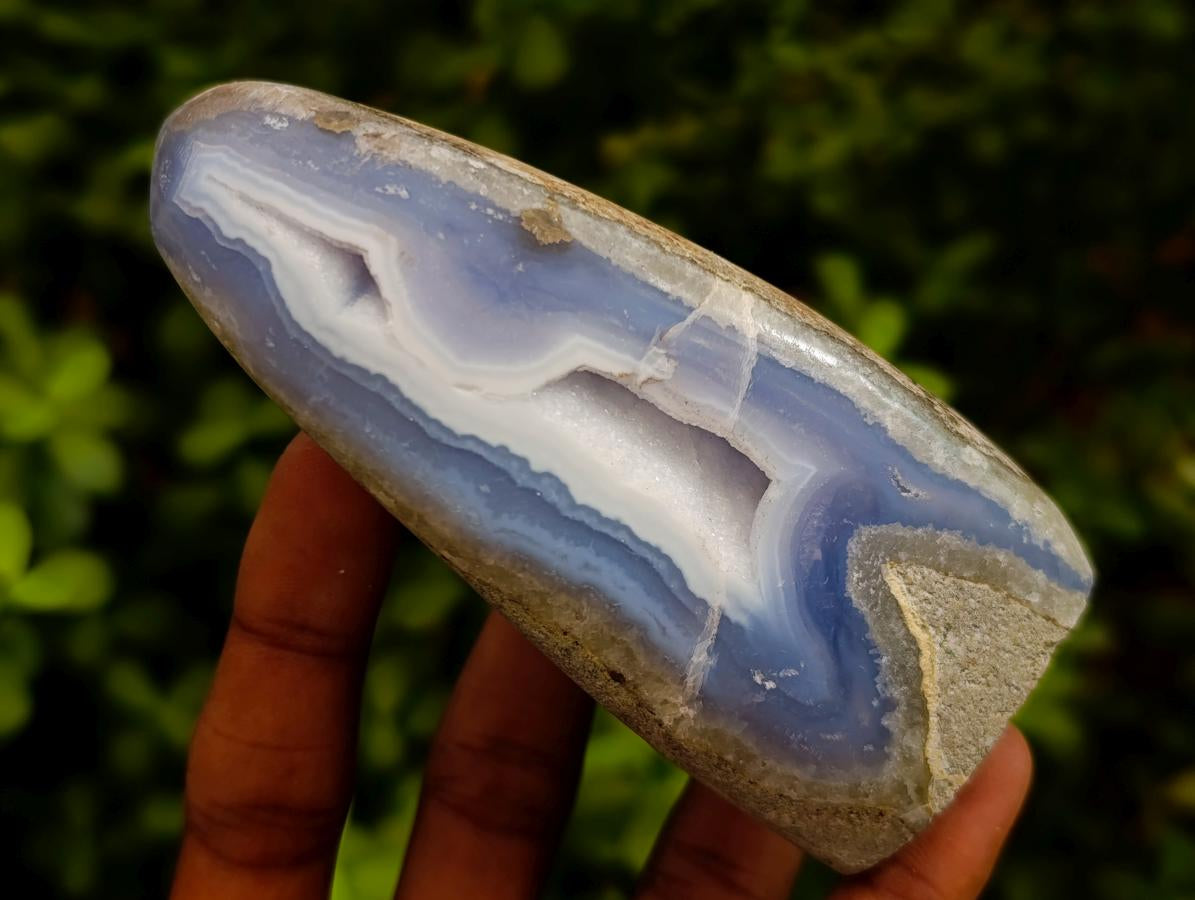 Polished Blue Lace Agate Standing Display Pieces x 6 From Nsanje, Malawi - Toprock Gemstones and Minerals 