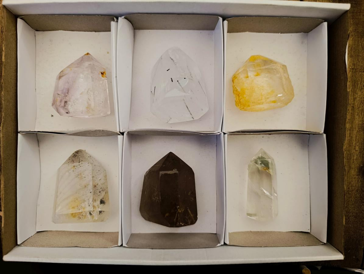 Polished Mix of Quartz Crystals x 6 From Madagascar - Toprock Gemstones and Minerals 