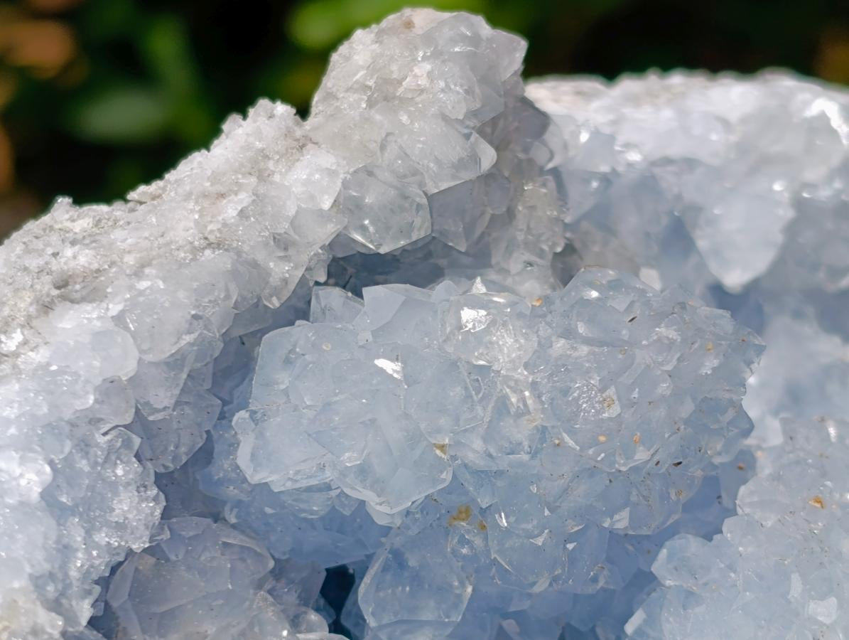 Polished Blue Celestite Egg and Natural Blue Celestite Specimen x 2 From Sakoany, Madagascar - Toprock Gemstones and Minerals 