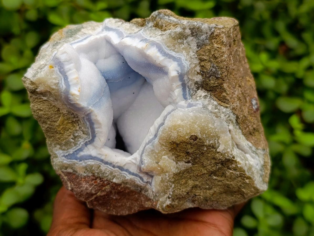 Natural Blue Lace Agate Geode Specimens x 3 From Nsanje, Malawi - Toprock Gemstones and Minerals 