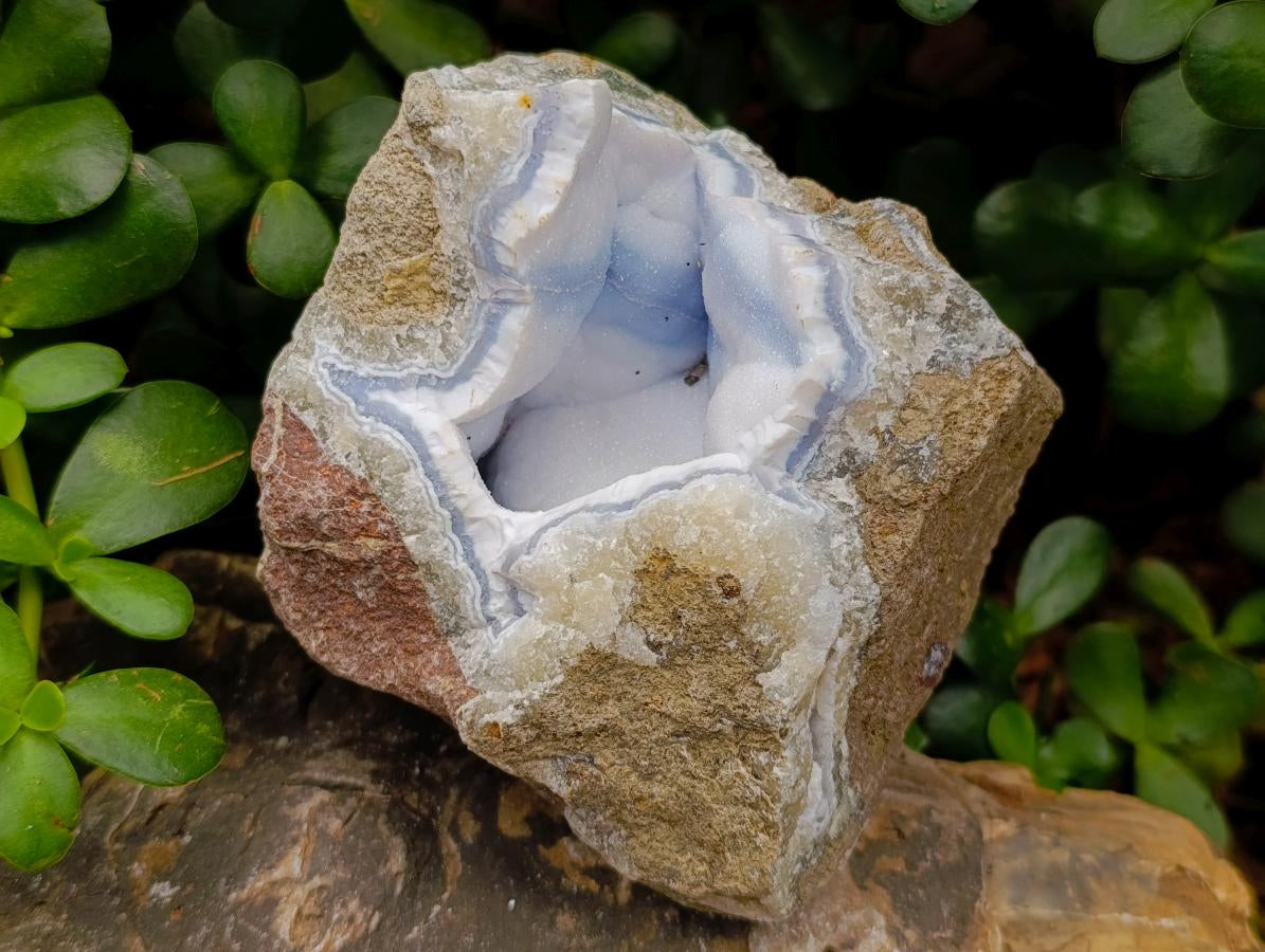 Natural Blue Lace Agate Geode Specimens x 3 From Nsanje, Malawi