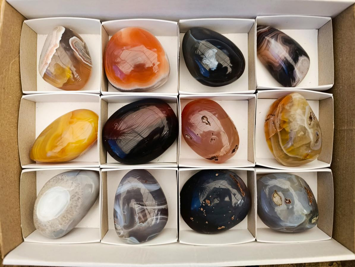 Polished Red Shashe River Agate Palm Stones x 12 From Shashe River, Zimbabwe - Toprock Gemstones and Minerals 