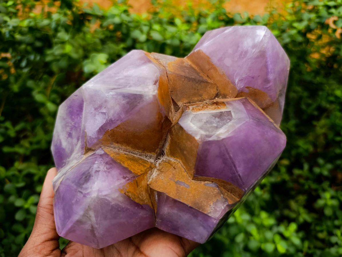 Polished Large Purple Phantom Chevron Amethyst Cluster x 1 From Madagascar