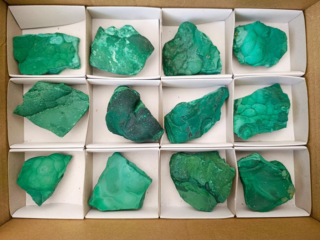 Natural Botryoidal Malachite Specimens x 12 From Congo - Toprock Gemstones and Minerals 