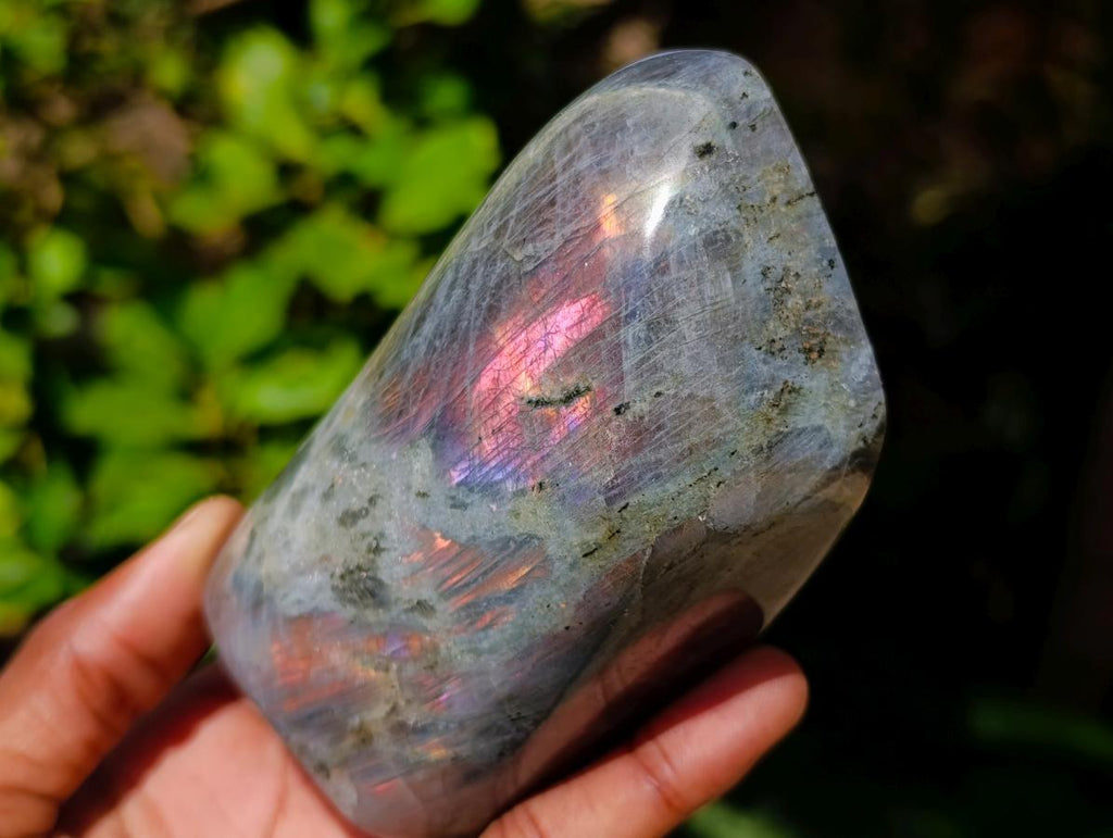 Polished Rare Purple Sunset Flash Labradorite Standing Free Forms x 3 From Madagascar - Toprock Gemstones and Minerals 