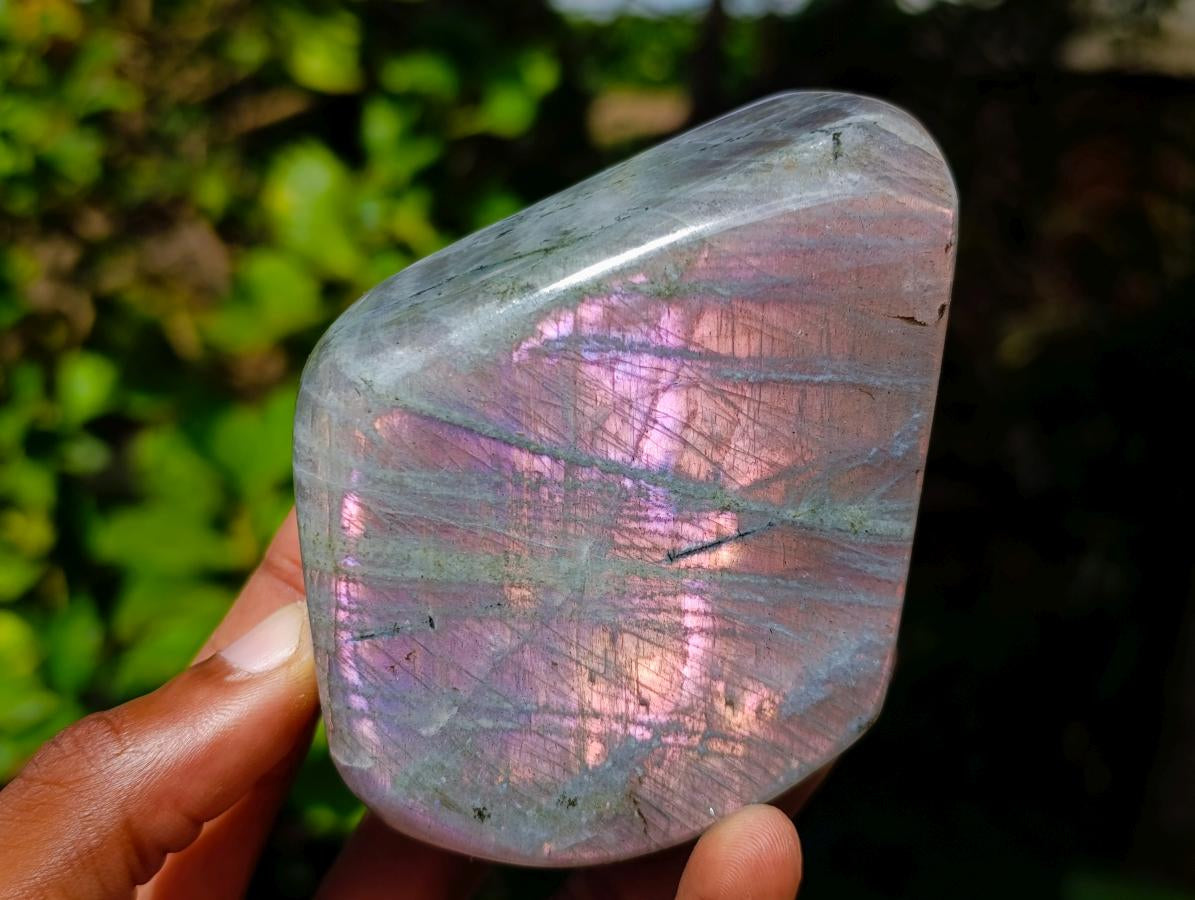 Polished Rare Purple Sunset Flash Labradorite Standing Free Forms x 3 From Madagascar - Toprock Gemstones and Minerals 