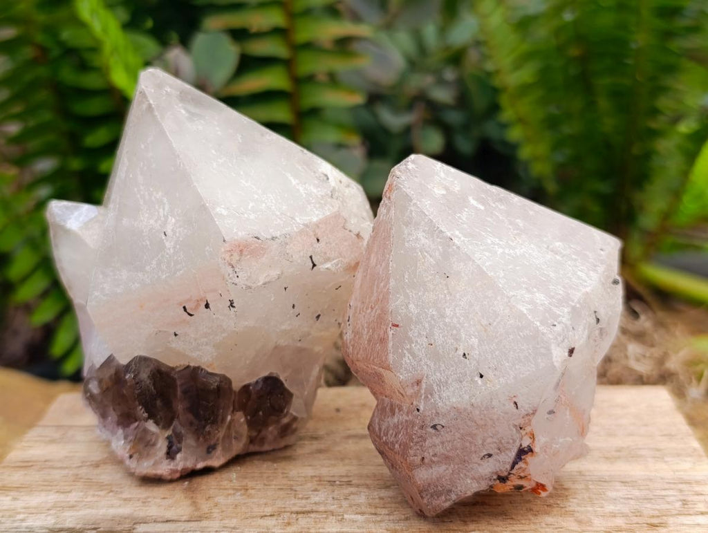 Natural Smokey Hematoid Phantom Quartz Crystals and Clusters x 12 From Madagascar - Toprock Gemstones and Minerals 