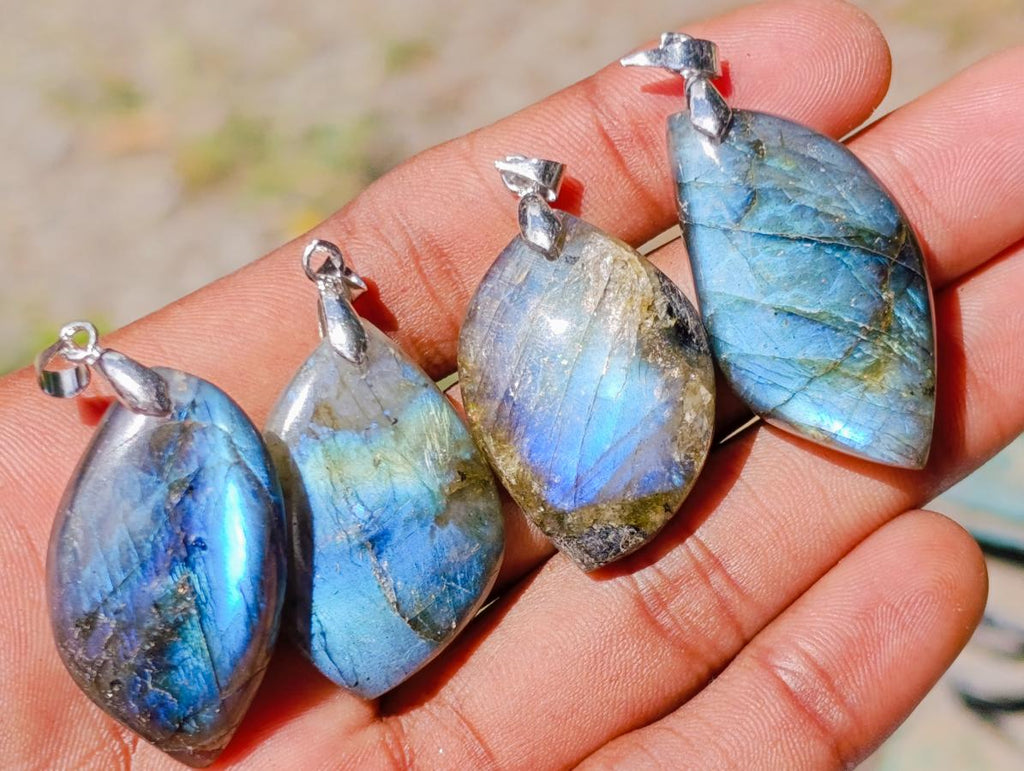 Polished Labradorite Pendants x 35 From Madagascar - Toprock Gemstones and Minerals 