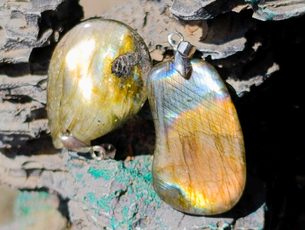 Polished Labradorite Pendants x 35 From Madagascar - Toprock Gemstones and Minerals 