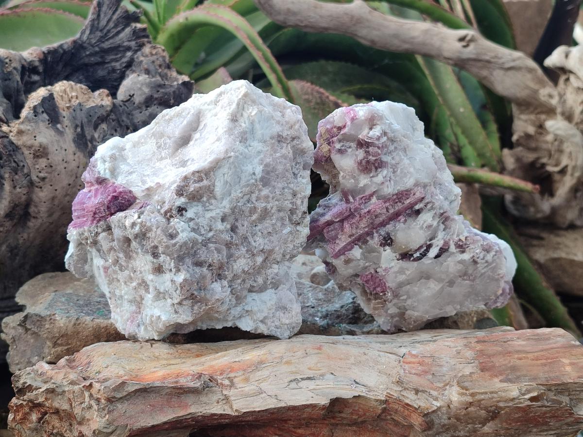 Natural Pink Rubellite Tourmaline Specimens x 2 From Karibib, Namibia - Toprock Gemstones and Minerals 