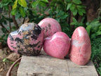Polished Rhodonite Standing Display Pieces and Hearts x 4 From Ambindavato, Madagascar - Toprock Gemstones and Minerals 