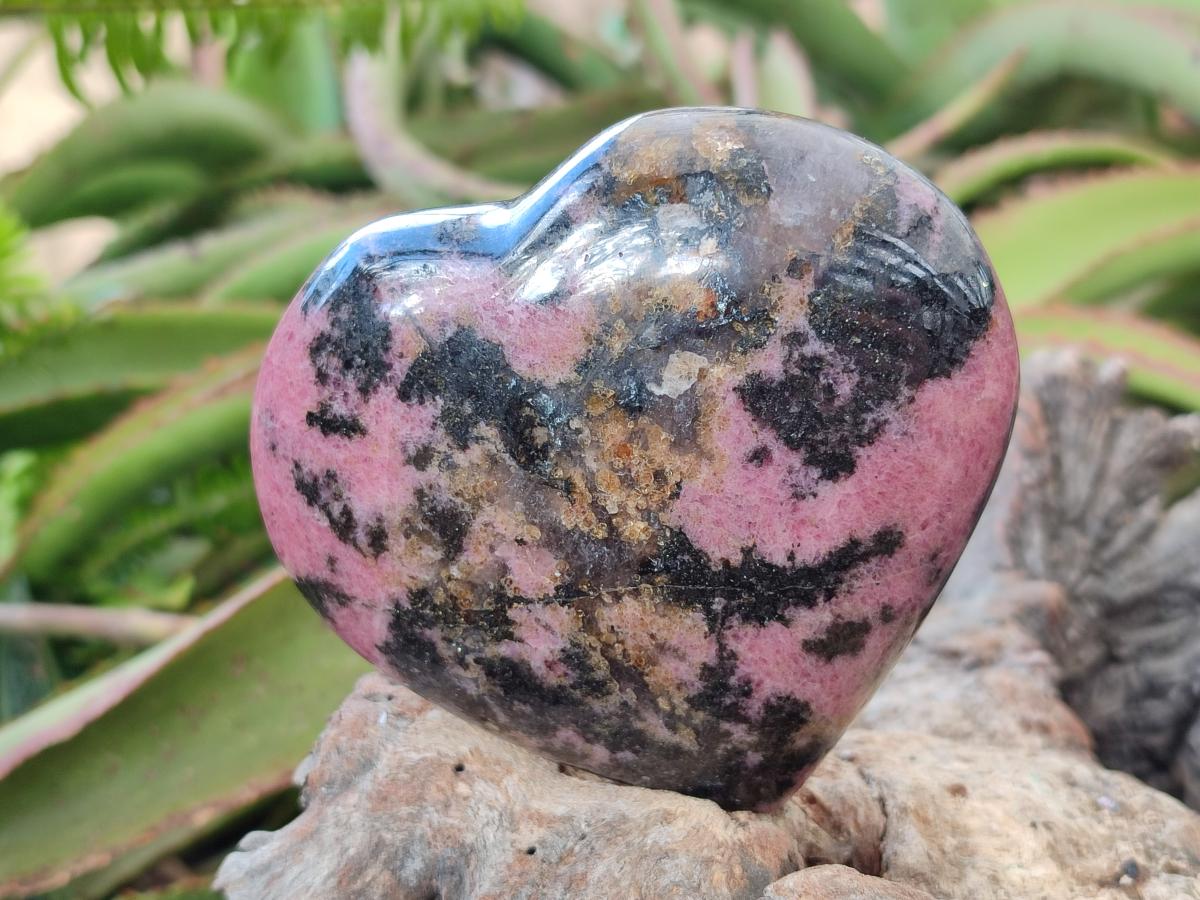 Polished Rhodonite Standing Display Pieces and Hearts x 4 From Ambindavato, Madagascar - Toprock Gemstones and Minerals 