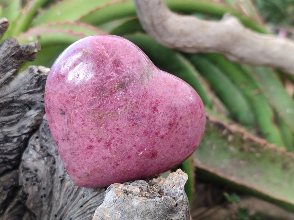 Polished Rhodonite Standing Display Pieces and Hearts x 4 From Ambindavato, Madagascar - Toprock Gemstones and Minerals 