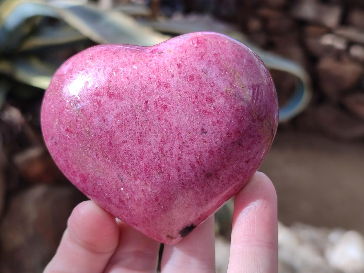 Polished Rhodonite Standing Display Pieces and Hearts x 4 From Ambindavato, Madagascar - Toprock Gemstones and Minerals 