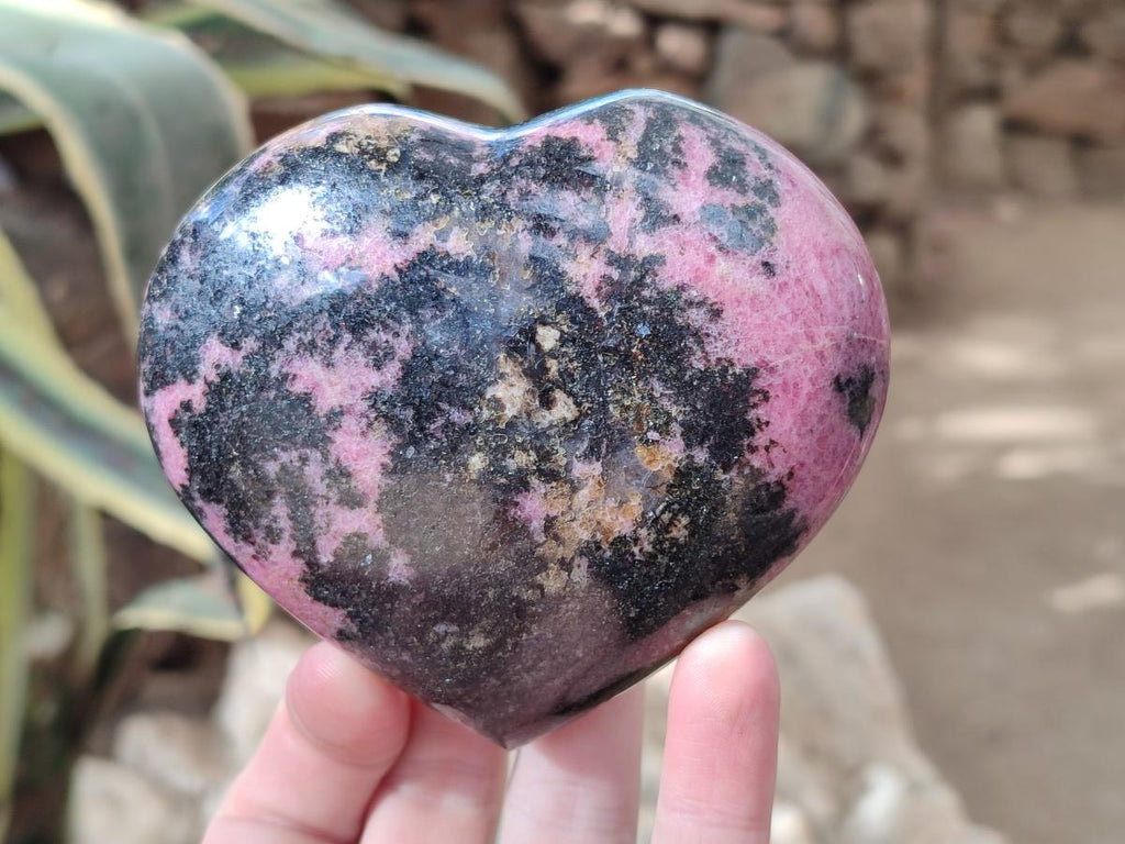 Polished Rhodonite Standing Display Pieces and Hearts x 4 From Ambindavato, Madagascar - Toprock Gemstones and Minerals 
