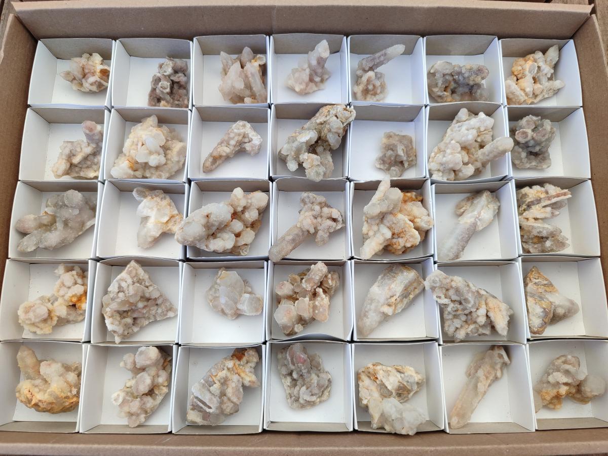 Natural Small White Fairy Spirit Quartz Crystals and Clusters x 35 From Boekenhouthoek, South Africa - Toprock Gemstones and Minerals 