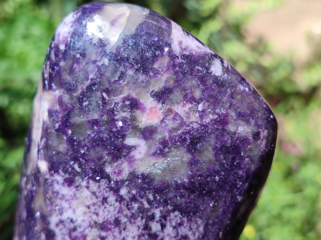 Polished Dark Lepidolite Standing Free Forms with Smokey Quartz and Feldspar x 2 From Zimbabwe - Toprock Gemstones and Minerals 