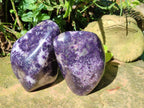 Polished Dark Lepidolite Standing Free Forms with Smokey Quartz and Feldspar x 2 From Zimbabwe - Toprock Gemstones and Minerals 