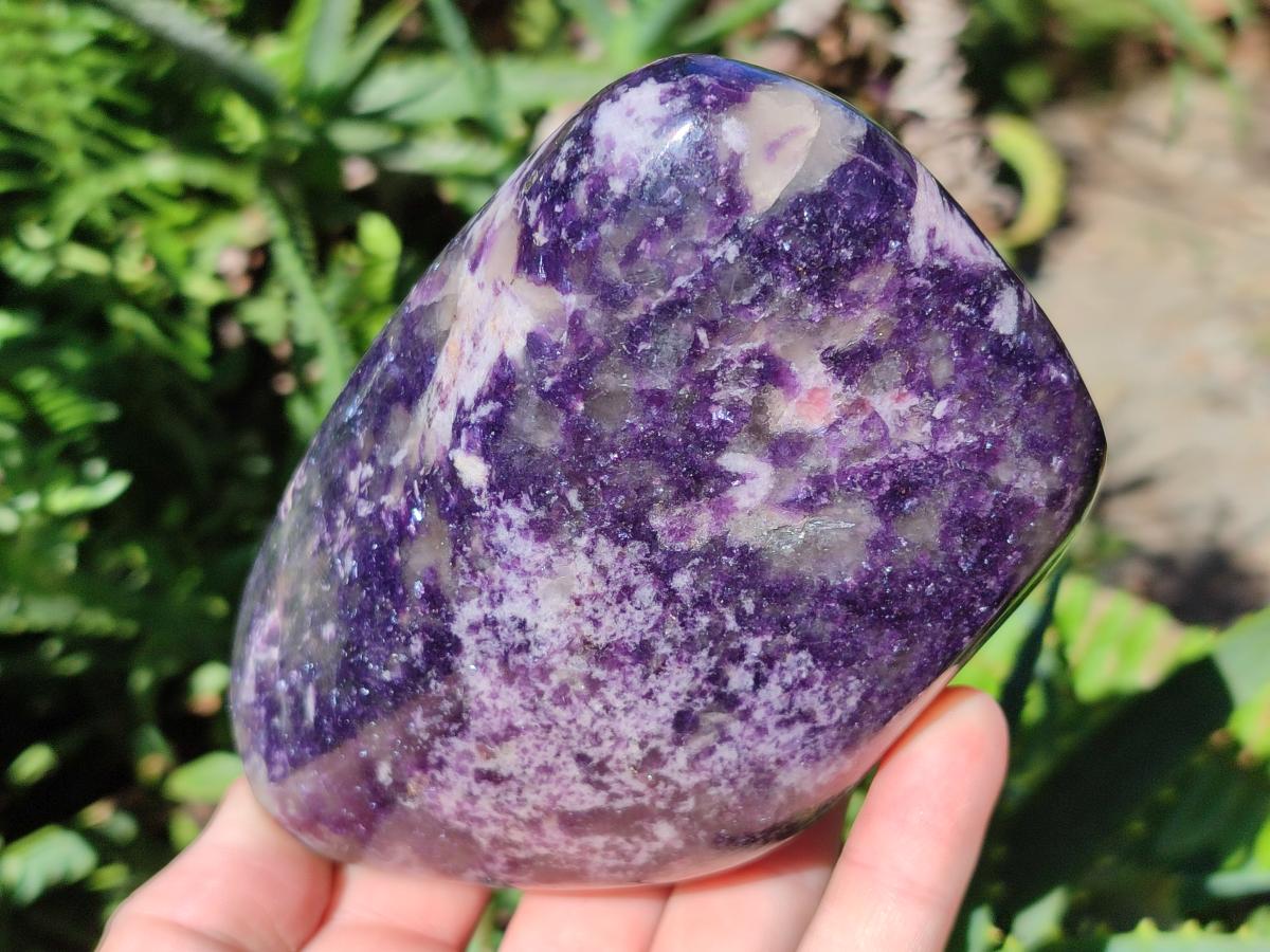 Polished Dark Lepidolite Standing Free Forms with Smokey Quartz and Feldspar x 2 From Zimbabwe - Toprock Gemstones and Minerals 