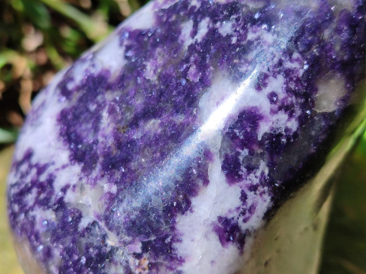 Polished Dark Lepidolite Standing Free Forms with Smokey Quartz and Feldspar x 2 From Zimbabwe - Toprock Gemstones and Minerals 