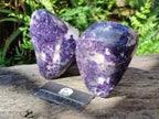 Polished Dark Lepidolite Standing Free Forms with Smokey Quartz and Feldspar x 2 From Zimbabwe - Toprock Gemstones and Minerals 