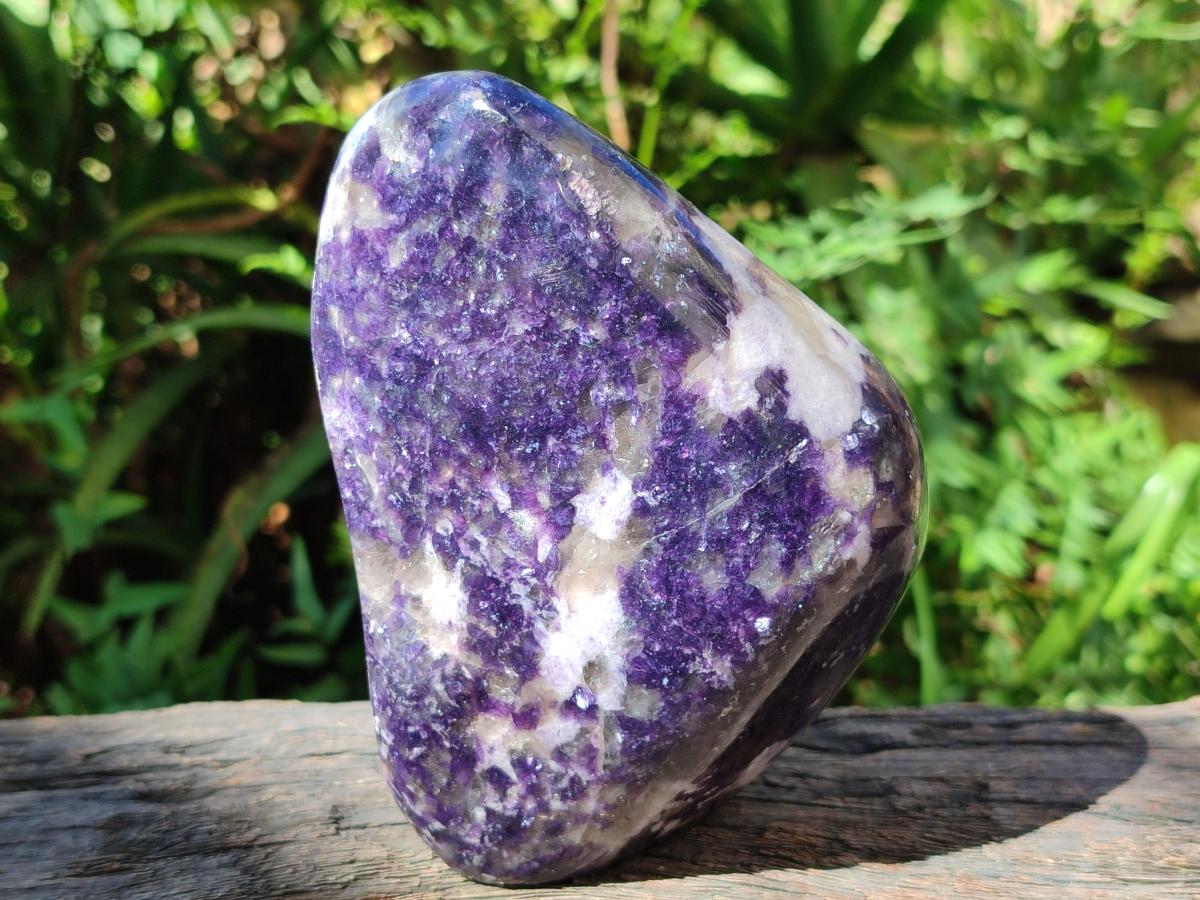 Polished Dark Lepidolite Standing Free Forms with Smokey Quartz and Feldspar x 2 From Zimbabwe - Toprock Gemstones and Minerals 