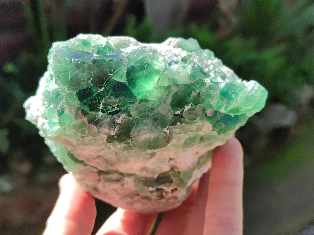 Natural Dark Green and Purple Cubic Fluorite Specimens x 2 From Erongo, Namibia - Toprock Gemstones and Minerals 