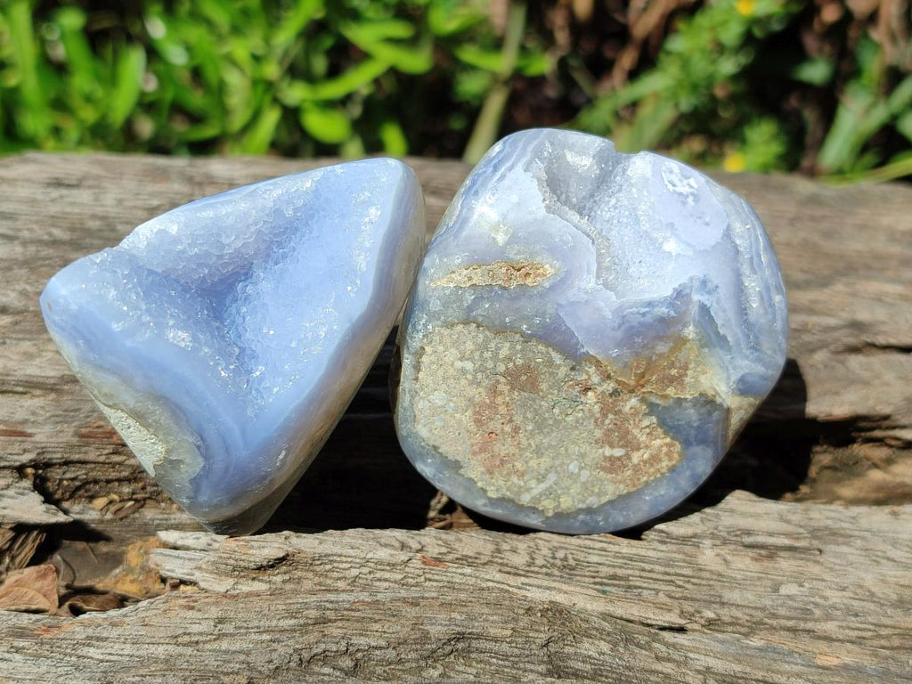 Polished Blue Lace Agate Standing Display Pieces and Free Forms x 12 From Nsanje, Malawi - Toprock Gemstones and Minerals 