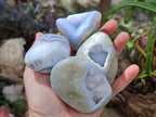 Polished Blue Lace Agate Standing Display Pieces and Free Forms x 12 From Nsanje, Malawi - Toprock Gemstones and Minerals 