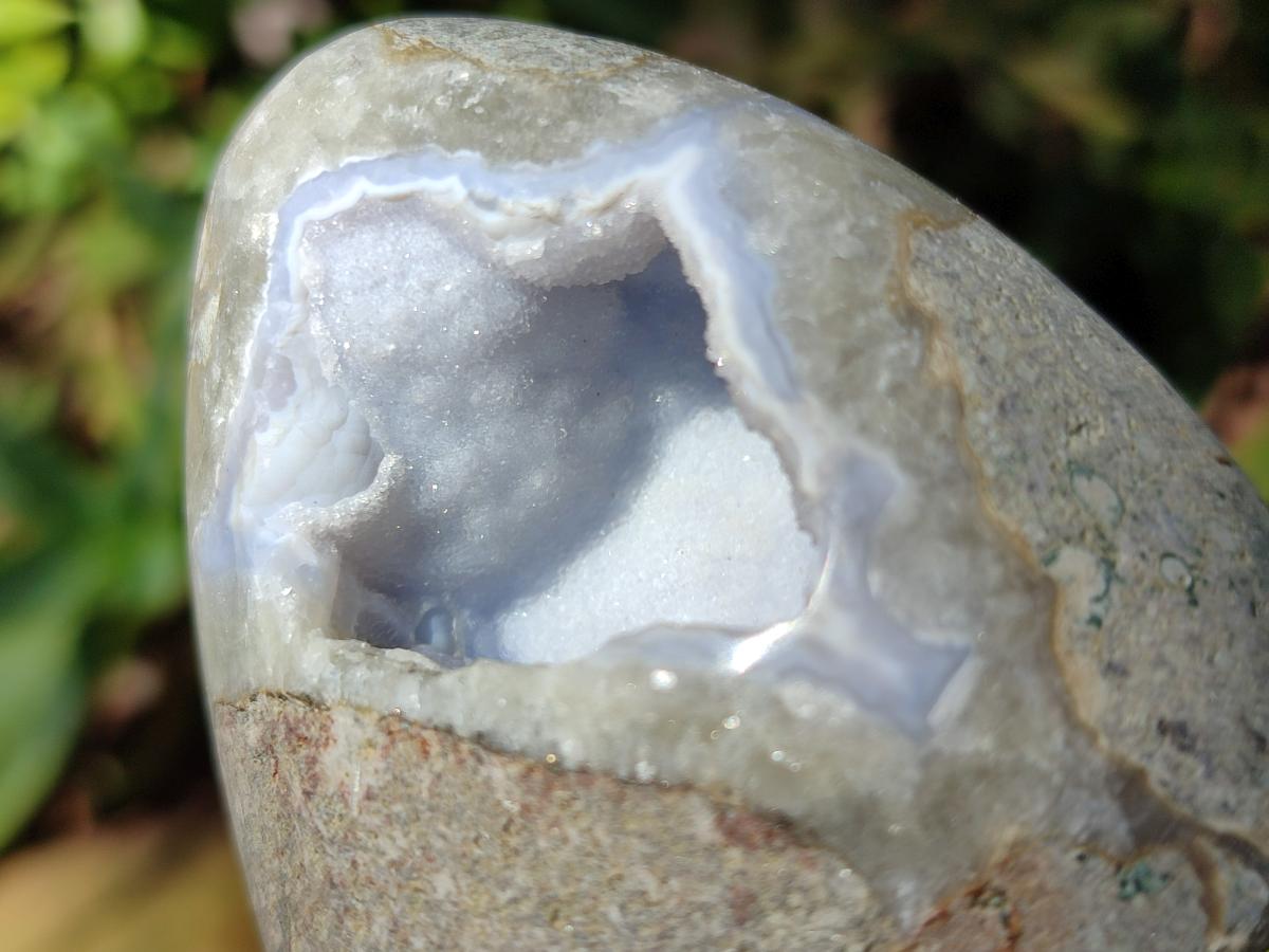 Polished Blue Lace Agate Standing Display Pieces and Free Forms x 12 From Nsanje, Malawi - Toprock Gemstones and Minerals 