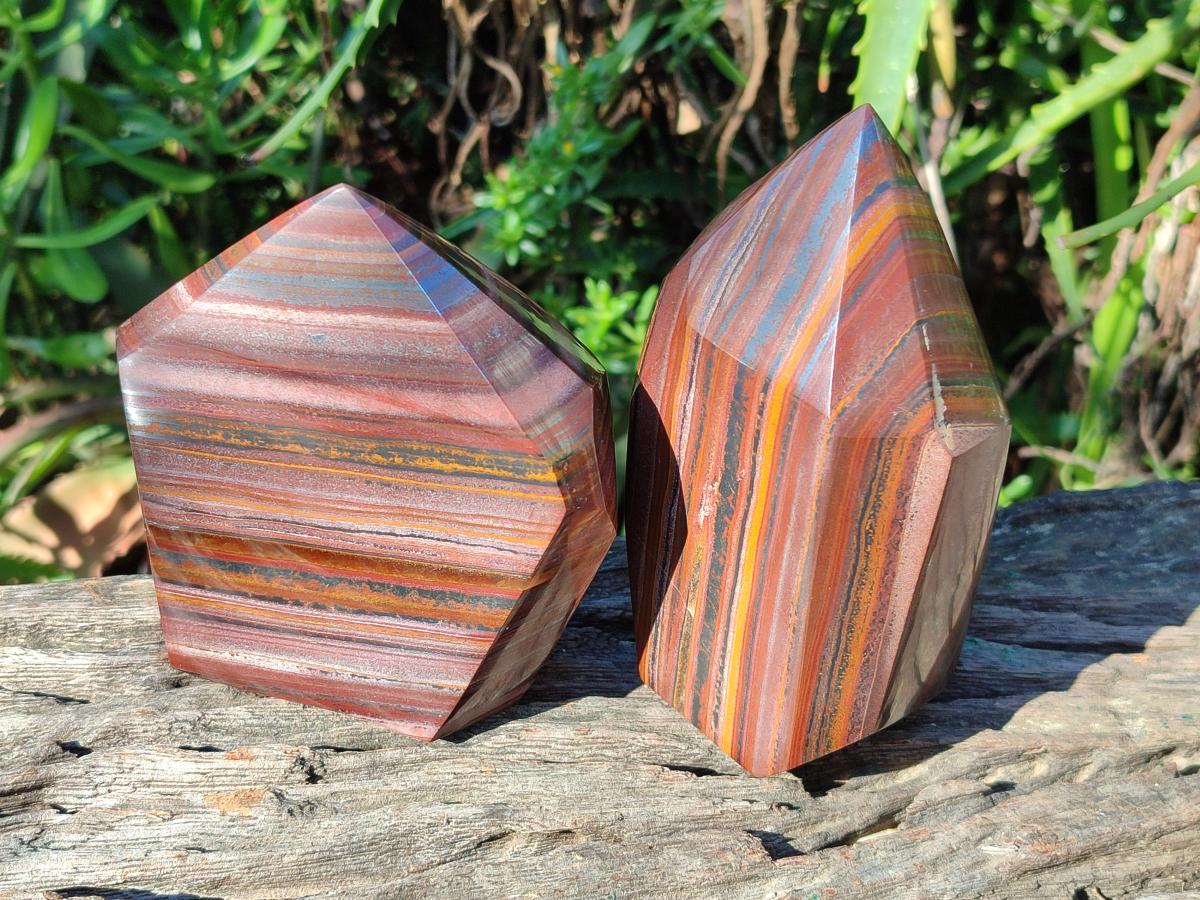 Polished Banded Tiger Iron Display Crystals x 2 From South Africa - Toprock Gemstones and Minerals 